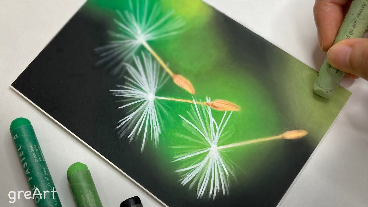 Oil pastel Drawing/Drawing Dandelion seeds for beginner