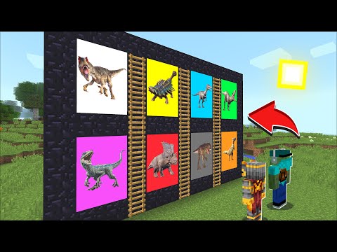 Minecraft FORBIDDEN DINOSAUR PORTAL DOOR MOD !! DON'T ENTER DANGEROUS MOB !! Minecraft Mods