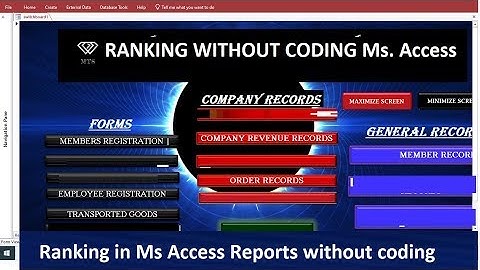 Ms  Access Project  | Ranking on Reports without coding   Running sum Property