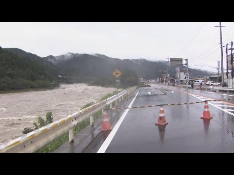 岐阜県大雨　白川町で３２棟浸水、下呂市で国道４１号の一部崩落