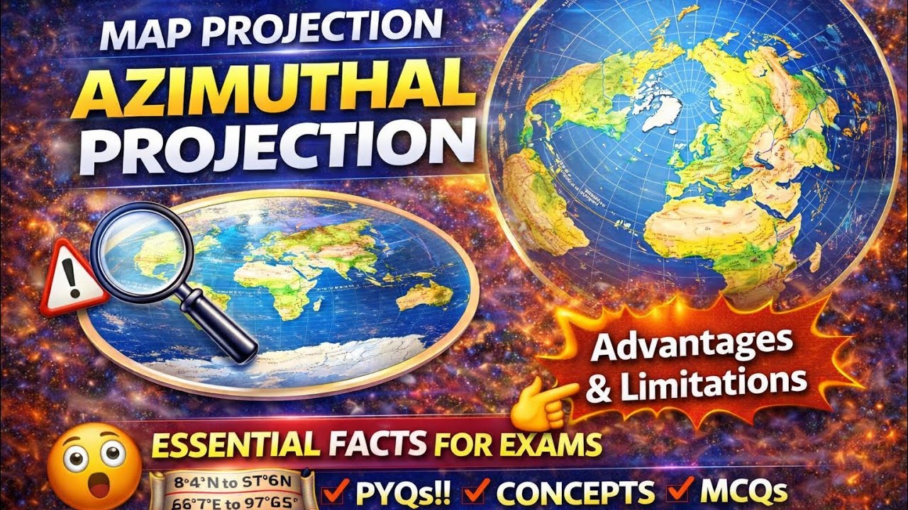 Azimuthal Projection Explained 🔥 Map Projection Geography #uphesc_assistant_professor_advt_no_51