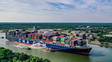 CMA CGM Marco Polo comes into the Port of Savannah, GA