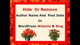 How To Hide Author Name and Date from Posts  Wordpress Website and Blog 2018
