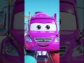 Funny Pink Truck Racing on Rainbow Tracks! 🌸✨#PinkTruck #RainbowSlide #MonsterTrucks #FunnyTrucks