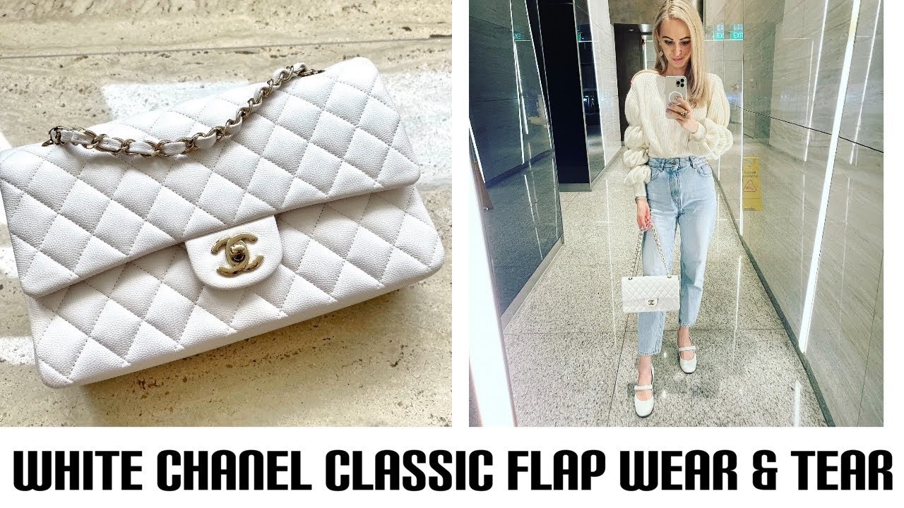 Chanel White Quilted Caviar Medium Classic Double Flap Gold Hardware 2021  Available For Immediate Sale At Sothebys