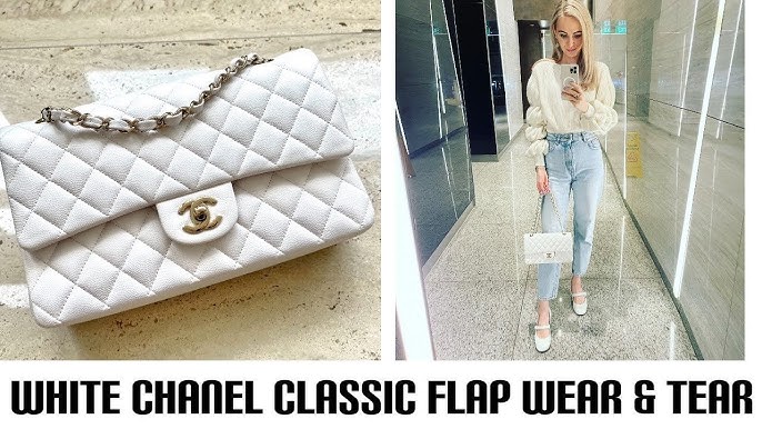 Chanel 21A white classic flap first impressions & review, medium white  caviar