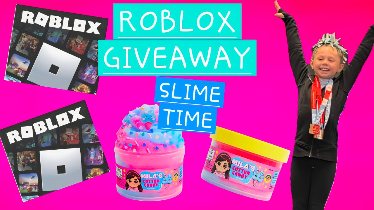 ROBLOX giftcard GIVEAWAY and MILA'S COTTON CANDY SLIME REVIEW! 