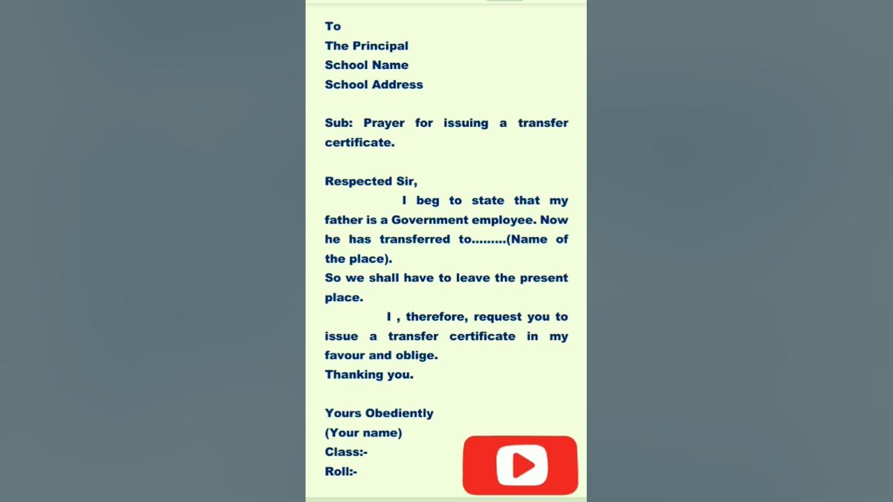 how-to-write-application-for-transfer-certificate-in-english-shorts