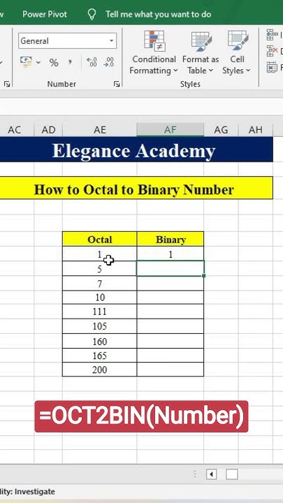 Convert Octal to Binary No #excel #msexcel #shortsvideo #shorts # ...