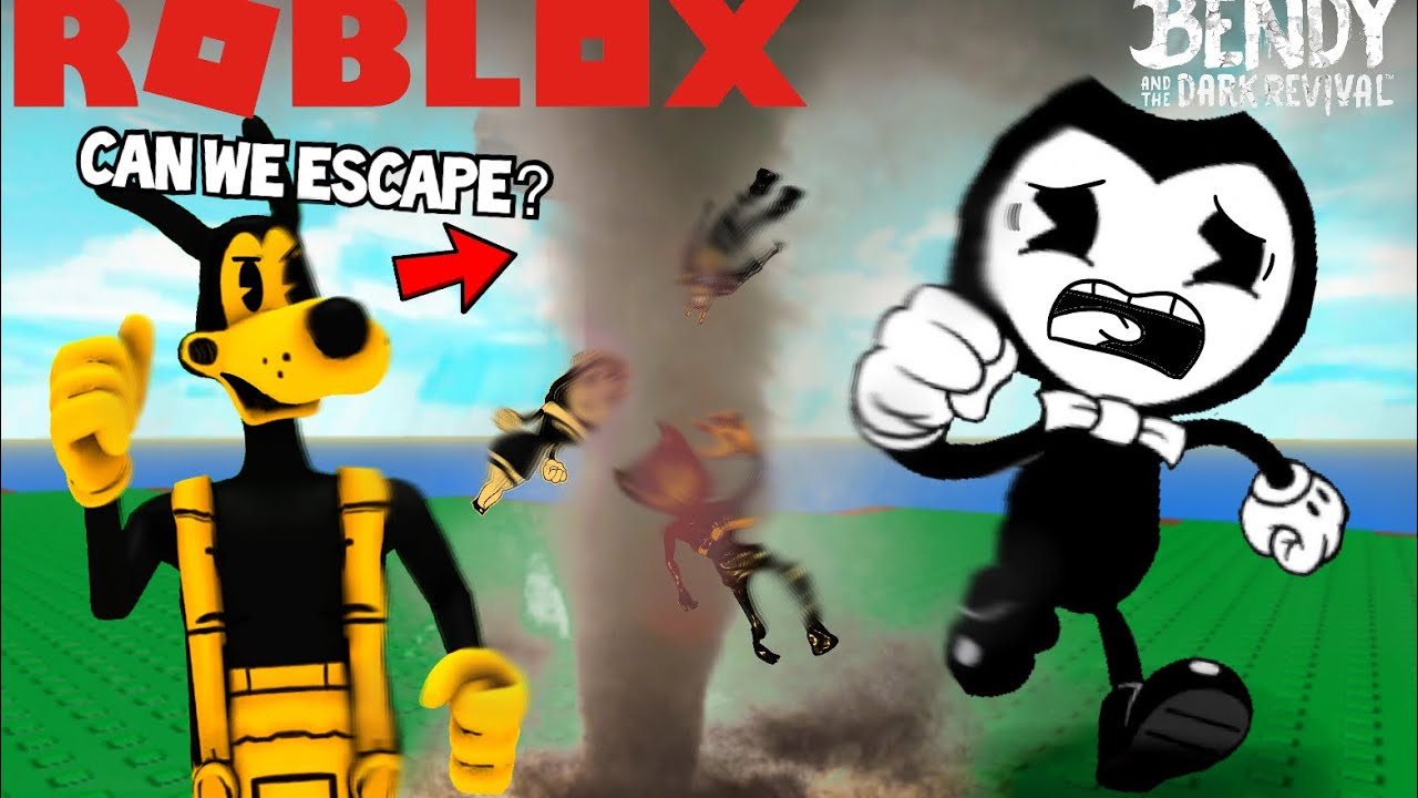 BENDY FINDS A GIANT TORNADO Bendy Plays Roblox Natural Disaster 