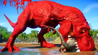 The Red T-Rex vs Demon Spinosaurus, Malusaurus Jurassic World Evolution Mods Dinosaurs Fighting