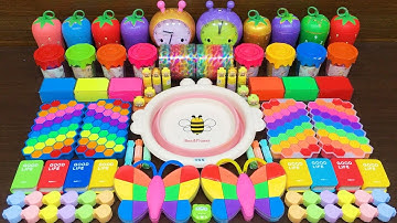 RAINBOW !!  Mixing random into Glossy Slime!! Satisfying Slime Video #96