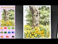 Without Sketch Landscape Watercolor -  Forest Portrait (color mixing) NAMIL ART