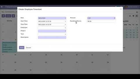 Employee Timesheet Calendar View Odoo App