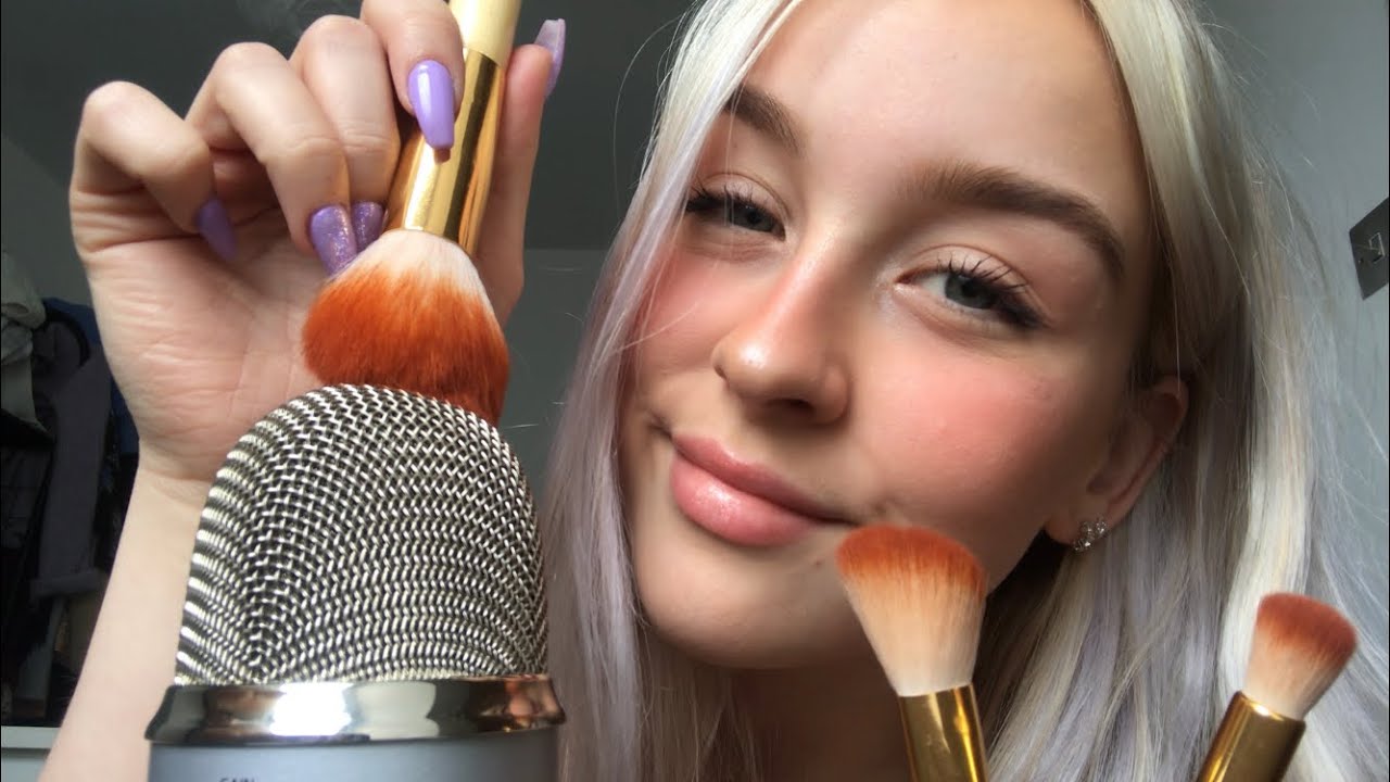 ASMR CLOSE MIC BRUSHING AND INAUDIBLE WHISPERS