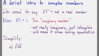 Introduction to imaginary numbers