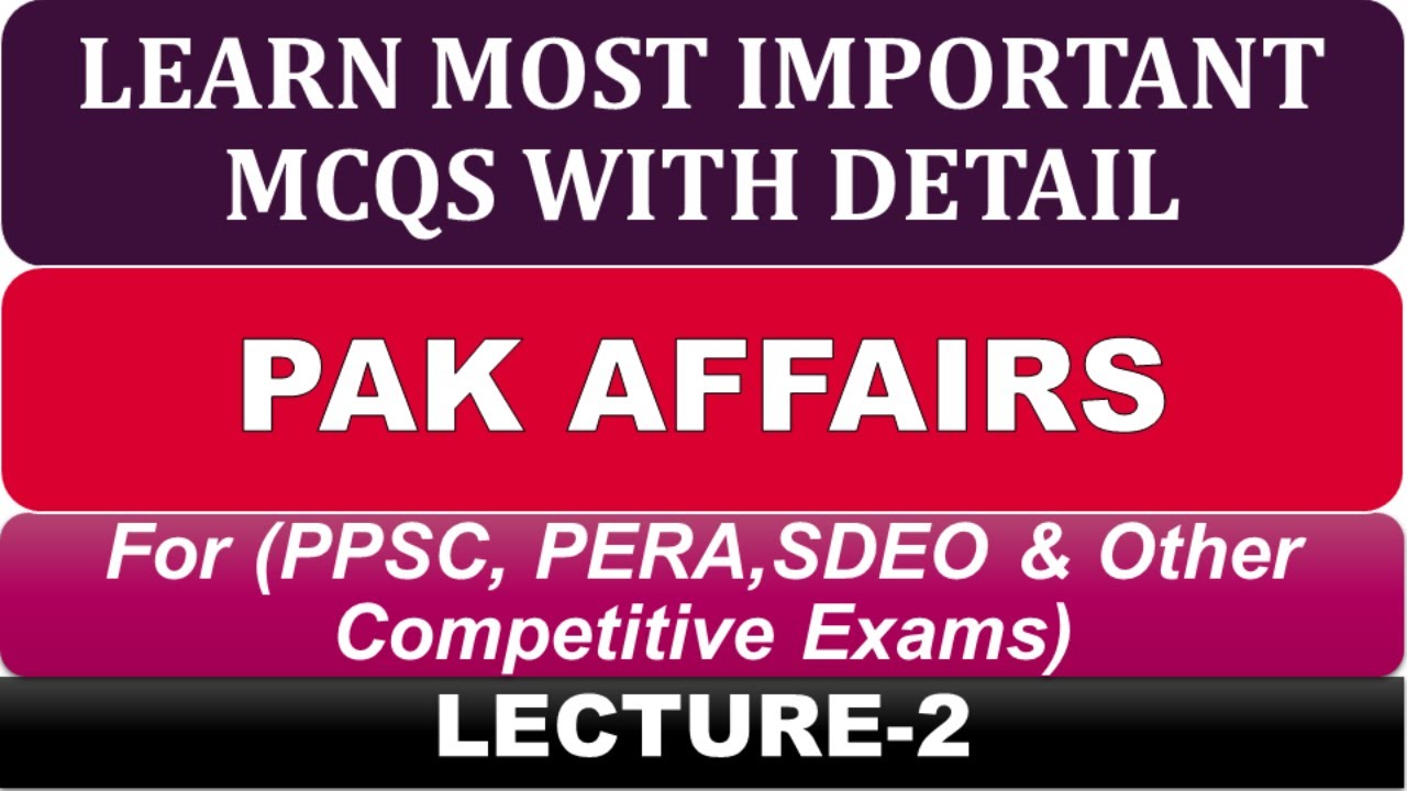 Pakistan Affairs | MCQs with Answers | General Knowledge | PPSC | PERA Jobs 2025 SDEO Preparation