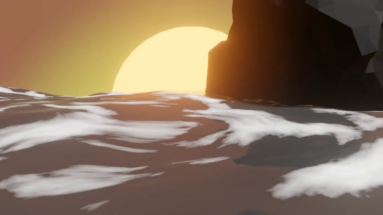 Beautiful and calm Sunrise scene blender simulation