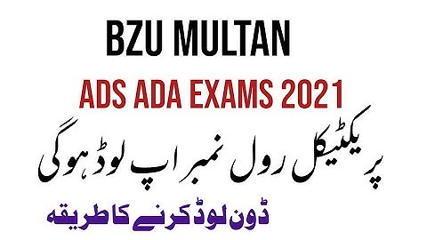 Bzu multan practical roll number slip annual exam 2021