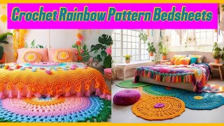 Crochet  Rainbow🌈 Pattern Bedsheets/Crochet Bed Cover Designs/Knitted with wool/crochet craft/Ideas