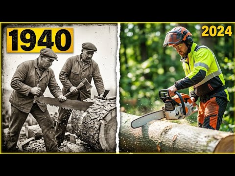 How Men Worked in 1940: Forgotten Woodworking Skills #1940 before STIHL