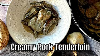 Creamy Pork Tenderloin & Mushrooms with Heavy Whipping Cream and Garlic Sauce - Easy Dinner Recipe