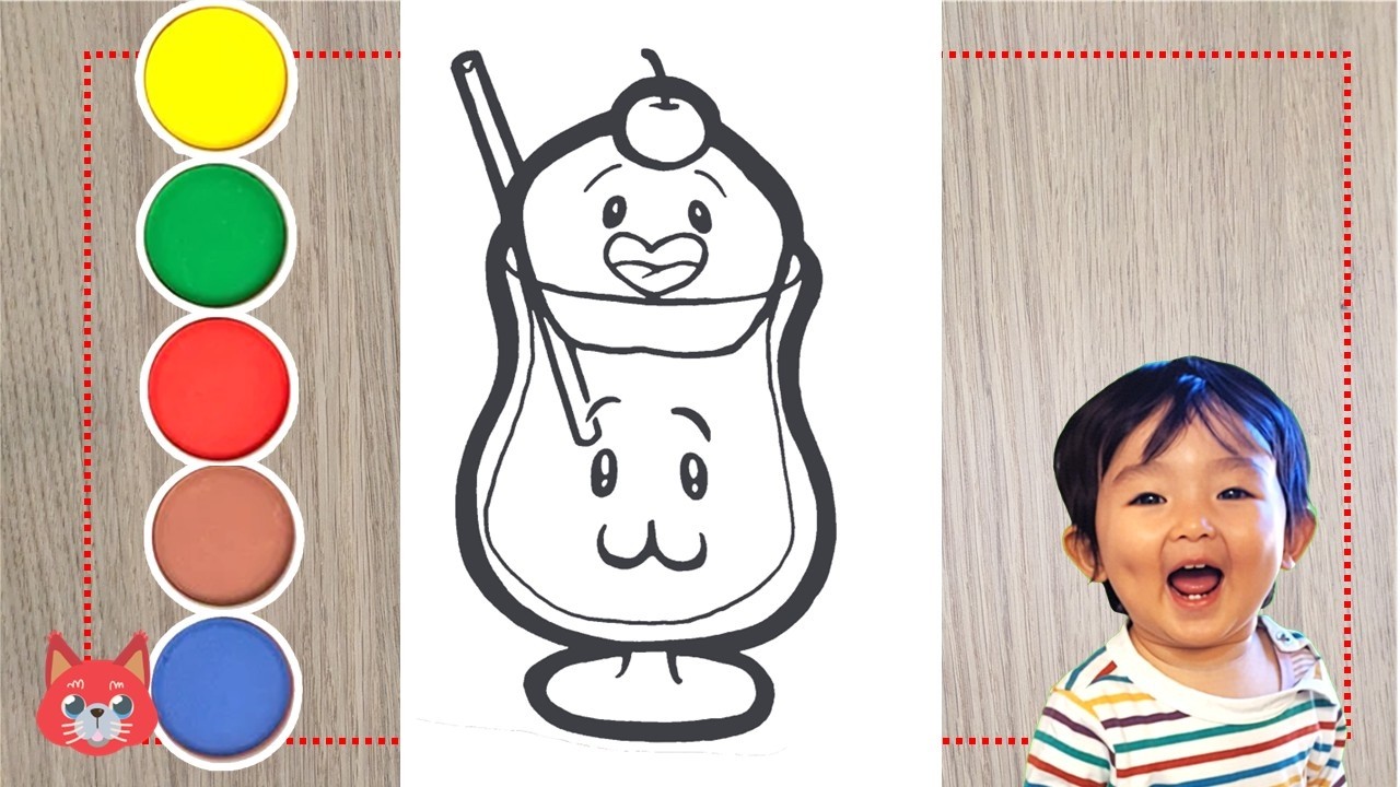 知育幼児お絵描きぬりえ【知育】：クリームソーダちゃんだよ！