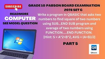 PABSON BOARD EXAMINATION 2078 SET C l SEE GRADE 10 COMPUTER SCIENCE l MODEL QUESTION l COMPUTER