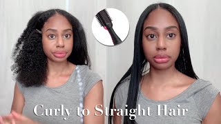 Curly Hair to Straight Hair | Revlon One Step Hair Dryer and Styler | Straightening Natural Hair