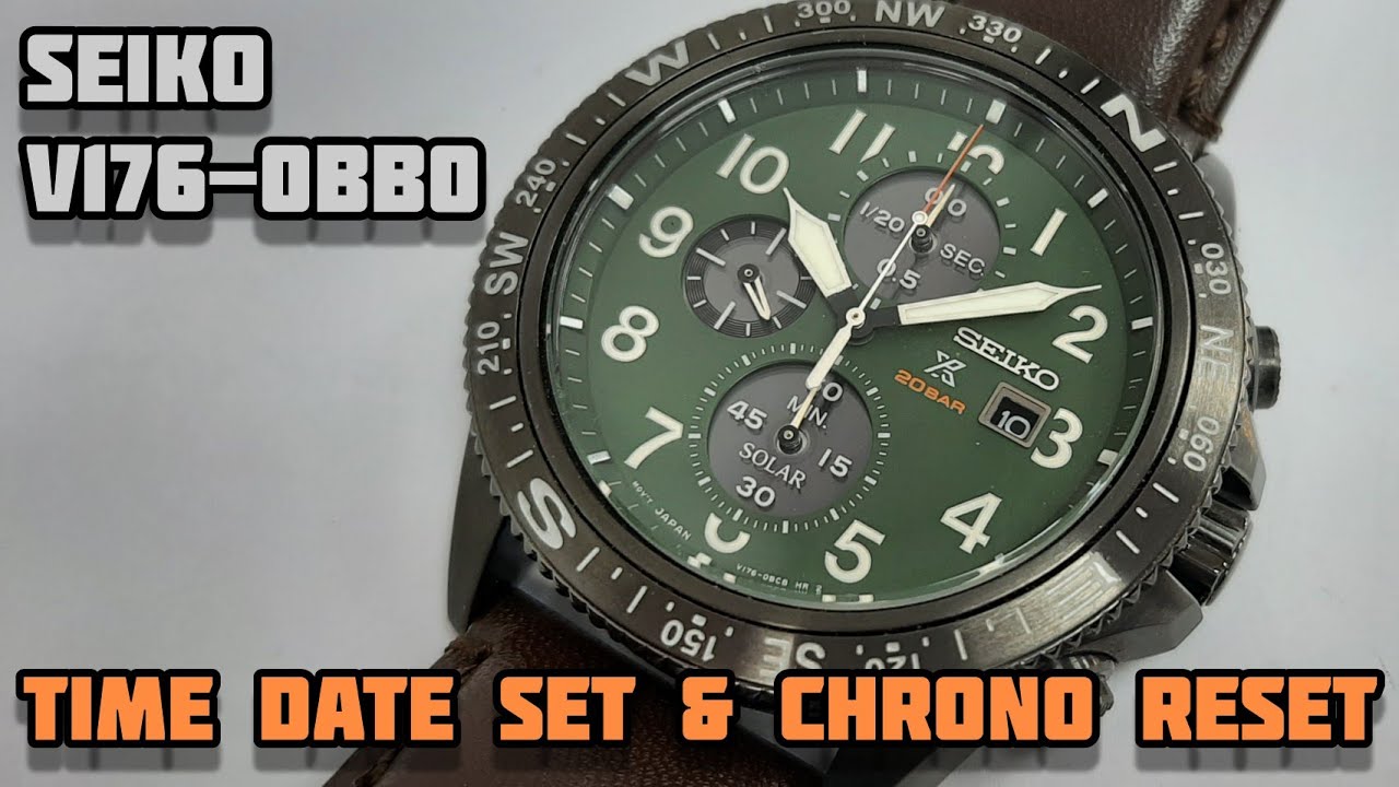 How To Setting Time Date and Chronograph Reset on Seiko V176 Watch |  SolimBD | DIY | Recalibrate - YouTube