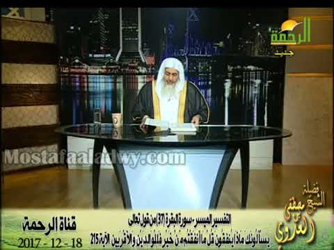 التفسير الميسر سورة البقرة 37 من قوله تعالى ي س أ ل ون ك م اذ ا ي نف ق ون للشيخ مصطفى العدوي