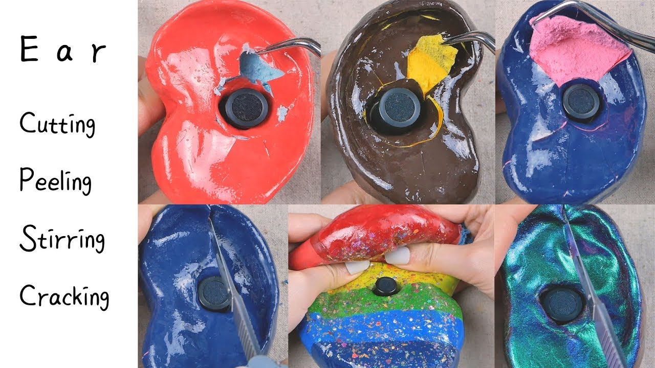 ⭐잠오는 영상👂🏻쾌감 쩌는 귀  괴롭히기⭐ ASMR｜자르고 찢고 부수고 휘젓고 난리 부르스｜점토 부수기｜clay cracking