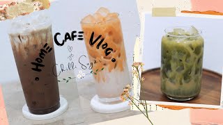 Home cafe vlog recipes ~ Thai milk tea ~ Green tea latte ~ Iced Cocoa | Aww! So happy : )