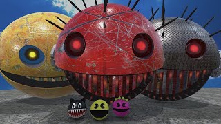 ROBOT PACMAN & MS-PACMAN VS OMICRON & SPIKY MONSTER & CARTOON CAT 933 !!