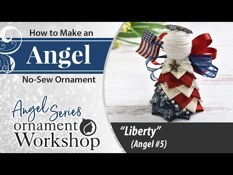 Make a Mini Quilted Patriotic Angel with Stars and Stripes Dress - No Sew!