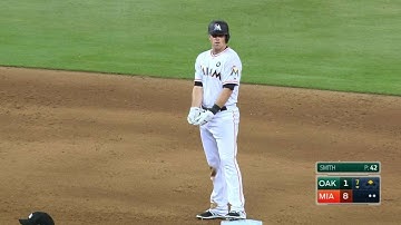 OAK@MIA: Moore rips a two-run double to left field