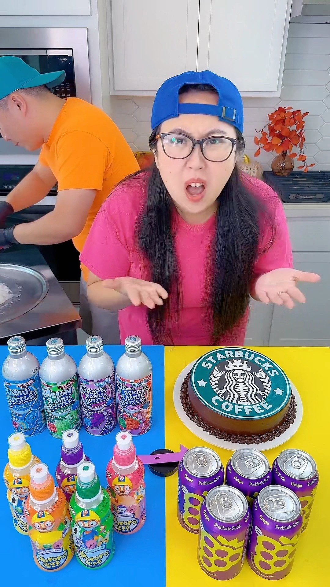 American popular drinks vs Asian popular drinks ice cream challenge!? #funny by Ethan Funnu Family