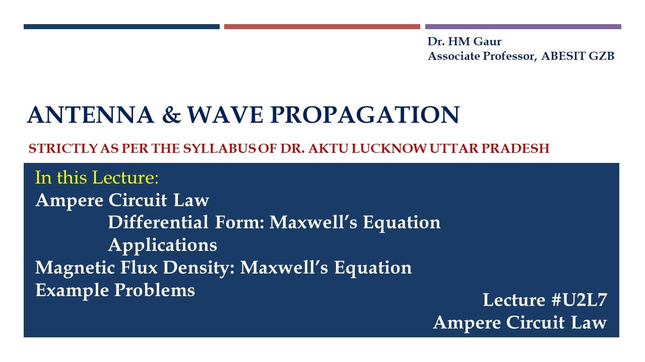 Lecture U2L7_Ampere Circuit Law_Antenna & Wave propagation_in Hindi