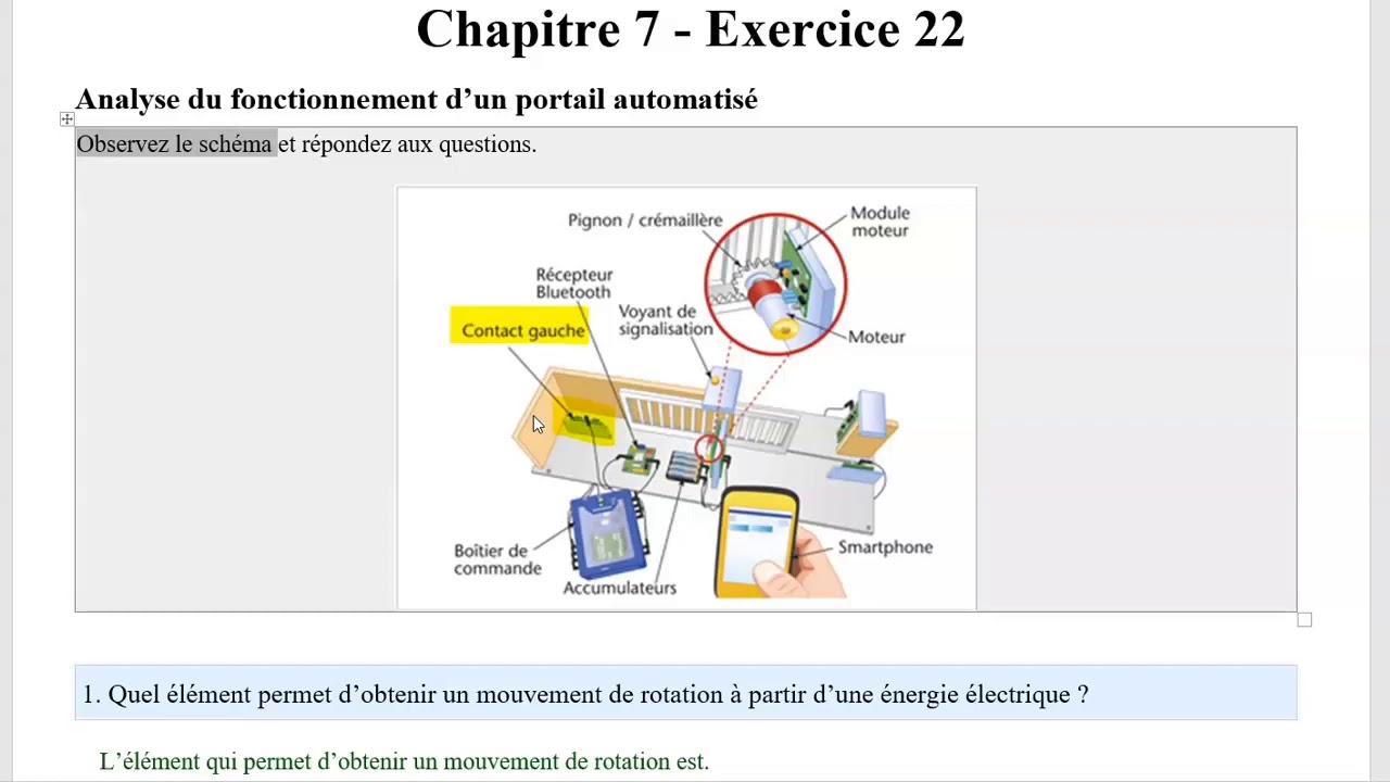 Analyse Du Fonctionnement D Un Portail Automatisé Corrigé