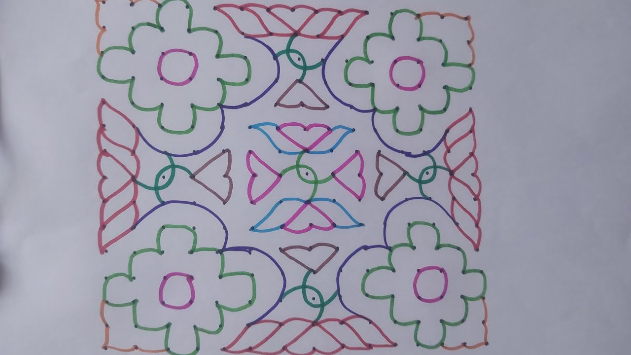 15×15 dotrangoli designs15×15 Dot Rangoli Design🌸| Easy & Beautiful Kolam |Colourful Rangoli forHome