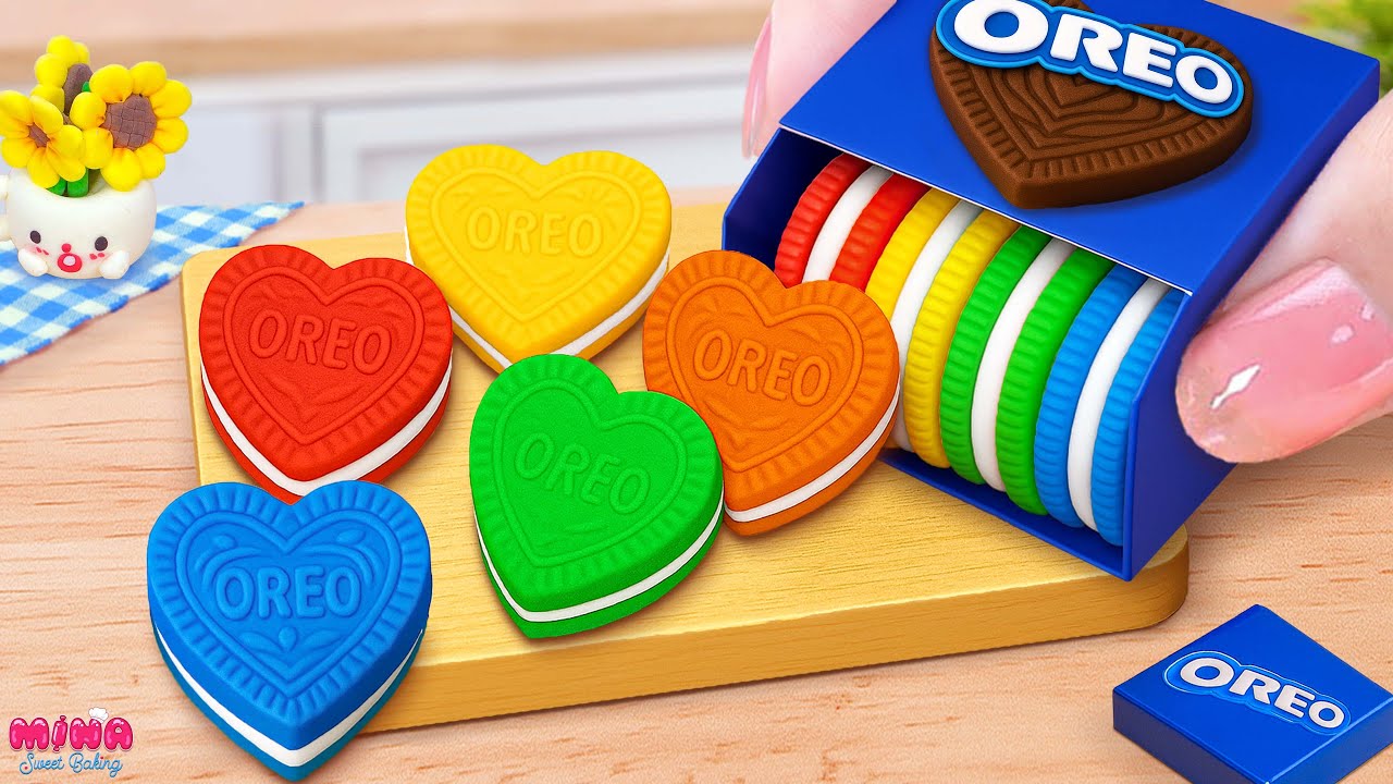 💙Lovely Rainbow OREO Heart Cake Recipe💙Charming Mini Cake Decoration Ideas | Mina Sweet Baking