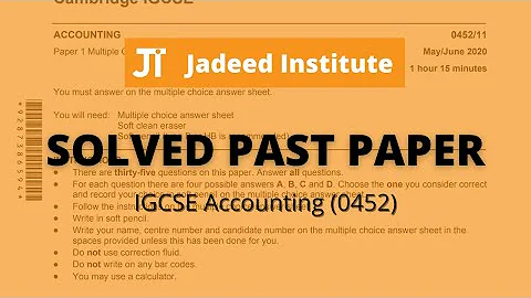 0452/11/m/j/21 | IGCSE Accounting Solved Past Papers | MCQs | 2022