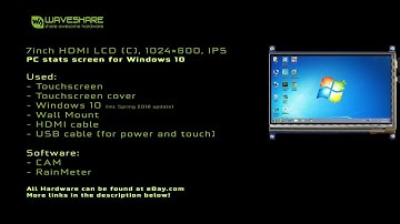 7inch HDMI LCD 1024x600 CPU GPU Windows stats screen monitor display