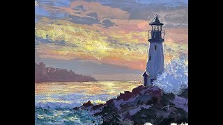Paint A Lighthouse With Gouache