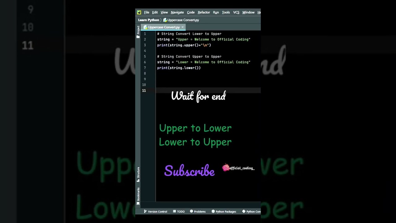 Upper to lower & Lower to upper case string change in python by ||Official coding || #shortvideo