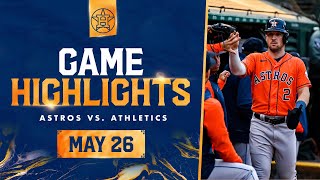 Astros vs. A's Game Highlights (5\/26\/23) | MLB Highlights