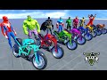 Spiderman Racing Motorcycles Challenge on Rampa ! Superheroes Cars Racing Stunts Competition - GTA 5