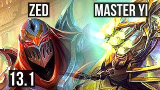 ZED vs YI (MID) | 5/0/6, Quadra, 2.6M mastery, 1500+ games | KR Master | 13.1