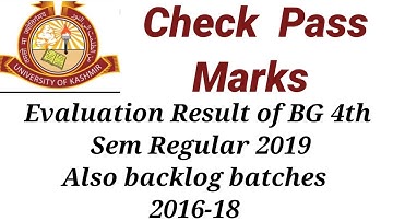 Check pass marks/Evaluation Result of BG 4th Sem Regular and backlog batches 2016-18