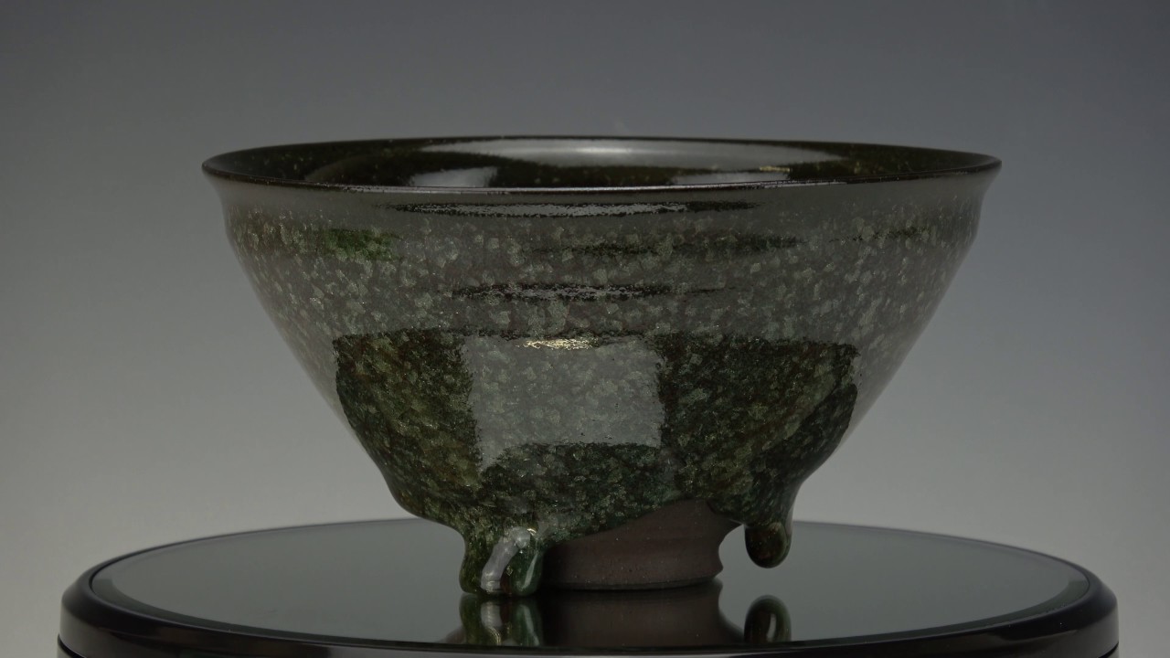 浦口雅行 海松瓷黒燿砕茶碗 ○ 茶道具 ○ 青磁作家 ○ 師 三浦小平二